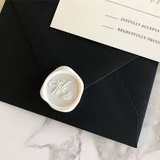 We Do Love These Black Envelopes The Classic White Wax Seal Makes For Classy Wedding Invitations Black Wedding Invitations Black And White Wedding Invitations
