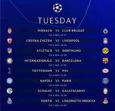 Tuesday Uefachampionsleague Fixtures Champions League Champions League Draw Uefa Champions League