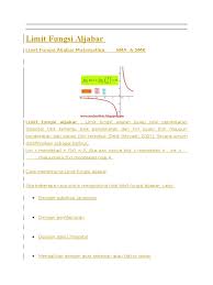 Buatlah diagram lingkaran dari data hobi siswa smk berikut. Limit Fungsi Aljabar