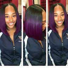 Bob Weave Invisiblepart Purple Ombre Human Hair Extensions Hair Styles Purple Hair