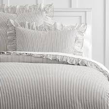 Black And White Striped Bed Skirt Black And White Ticking Stripe Ruffles Pbteen Farmhouse Farmhousestyle Farmhousedecor Farmhouse Country Bedding Sets Striped Duvet Striped Duvet Covers