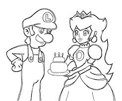 Download and print peach coloring pages for kids! Princess Peach Give Luigi Birthday Cake Coloring Pages Download Print Online Coloring Pages For Free Color Nimbus