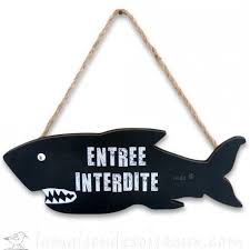 Entree Interdite Requin Panneau Mural En Bois Mdf Peint Noir Et Blanc Dimensions L 30 Cm X H Decoration Chambre Enfant Panneaux Muraux En Bois Deco Marine