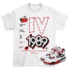 Retro 4 Fire Red Og Sneaker Tees To Match Air Jordan Sneakers