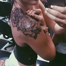 Black And White Realistic Roses On The Shoulder Rose Tattoos Tattoos Body Art Tattoos