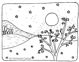 Free Coloring Page By Centaurea Cyanus Midnight Night Moon And Stars Night Landscape Hawth Free Coloring Pages Coloring Pages Coloring Pages For Kids