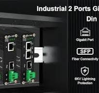 Mini Industrial 2 Ports Gigabit Ethernet Switch Din Rail Mount Hardened 2 *  10/100/1000Mbps Ethernet to Fiber Optic Converter 100/1000Base-X Auto ...