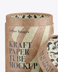 Download Opened Kraft Paper Tube Mockup In Tube Mockups On Yellow Images Object Mockups PSD Mockup Templates
