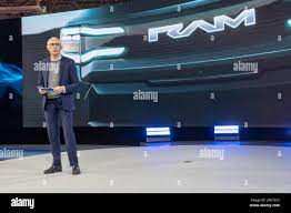 NEW YORK, NEW YORK - APRIL 05: Stellantis CEO Carlos Tavares speaks during  the RAM presentation at the International Auto Show press preview at the  Jacob Javits Convention Center on April 5,