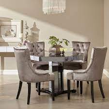 Chrome Velvet Side Chair Meja Makan Minimalis Meja