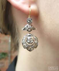 Antique Diamond Bellflower Earrings In Silver Topped Gold From Doyle Doyle Antique Jewelry Discount Jewelry Sparkly Earrings