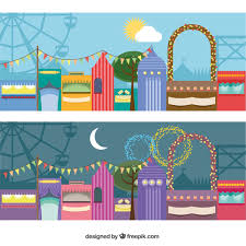 Dibujos de atracciones de feria para colorear. Carpas De Feria Vector Gratis