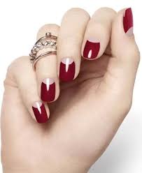 Red Half Moon Reverse French Nails Burgundy Nails Bridal Nails Nail Polish Trends Here's a tutorial on how to make a red half moon.
