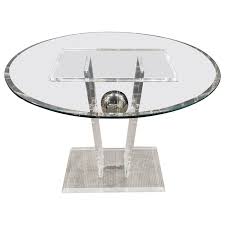 Modern dining table size:1400*800mm material: High Quality Acrylic Dining Table With Round Glass Top For Sale At 1stdibs