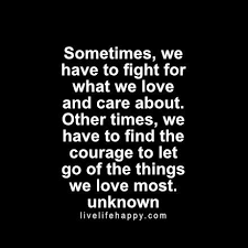 Sometimes We Have To Fight For What We Love And Care About Other Times We Have To Find The Courage To Let Go Of The Things We Love Most Unknown