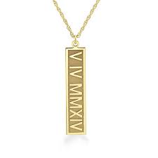 Roman Numeral Engravable Vertical Bar Pendant 1 Line Zales Bar Pendant Vertical Bar Necklace Roman Numeral Bar Necklace