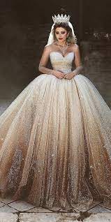 18 Gold Wedding Gowns For Brides To Shine Gold Wedding Dress Gold Wedding Gowns Bridal Dresses
