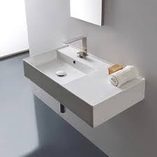 Rectangular Ceramic Wall Mounted Or Vessel Sink With Counter Space Wall Mounted Bathroom Sinks Ceramic Bathroom Sink Wall Mounted Sink