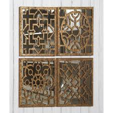 Find wall decor for your bedroom, bathroom, kitchen and more at ballard designs. Set Of 4 Square Antique Gold Metal Mirrored Wall Art Nook