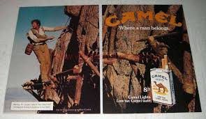 The caption for this ad is 'camel where a man belongs' the ad is in great condition. 1981 Camel Lights Cigarettes Ad Where A Man Belongs