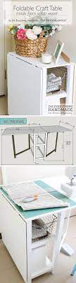 Make Your Small Craft Area Work With This Space Conscious Diy Foldable Craft Table Built From Inexpensive Diy Sewing Table Woodworking Projects Diy Craft Room