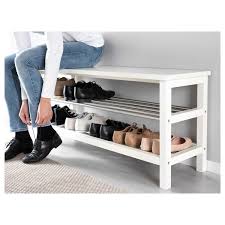 Tjusig Bench With Shoe Storage White 42 1 2x19 5 8 Ikea In 2021 Bench With Shoe Storage Closet Shoe Storage Shoe Storage White