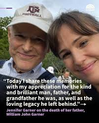 Jennifer Garner's father, William John Garner, has died at the age of 85.  Garner revealed the news with an Instagram post reminiscing about cherished  memories of her dad. “We were with him,
