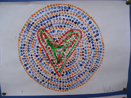 Art Inspired By Aboriginal Dot Painting The Children Used Cotton Buds And Paint Draw A Circle Using A Plate And Enco Aboriginal Dot Painting Dot Painting Art