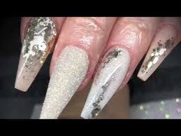 You deserve to feel fabulous! Acrylic Nails Champagne Design Set With Glitter Youtube