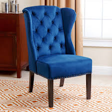 Abbyson Carla Tufted Navy Velvet Wingback Dining Chair In 2020 Wingback Dining Chair Dining Chairs Blue Velvet Dining Chairs