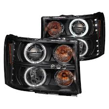 Anzo Black Ccfl Halo Projector Headlights With Parking Leds Custom Trucks Gmc Trucks Projector Headlights