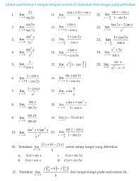 #untuk soal lengkap dan kunci jawaban (bejumlah 40 butir), bisa kamu akses pada dokumen pdf, yang disertakan setelah pas online. Aqsa On Twitter Limit Fungsi Trigonometri Materi Matematika Peminatan Kelas Xii Soal Berasal Dari Buku Bse Yang Dapat Diunduh Pada Link Berikut Https T Co Mam3daukhj Https T Co Nzk2fhjk0p