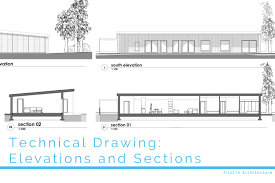 An elevation drawing is an orthographic projection drawing that shows one side of the house. Technical Drawing Elevations And Sections First In Architecture