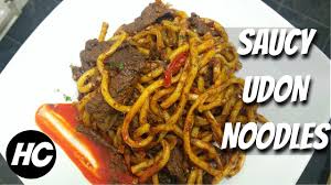 saucy beef udon noodles mmmmmm