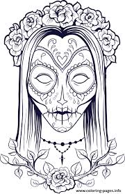 Here is a free coloring page of skull. Sugar Skull Woman Flowers Old Coloring Pages Printable