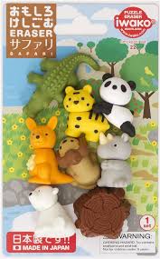 Safari Animals Iwako Erasers Set 7 Pieces From Japan Eraser Collection Animal Erasers Erasers
