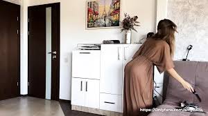 Seductive Brunette Amy Haze House Cleaning in a See-through Robe No  Underwear