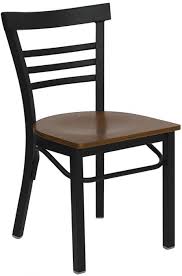 Pro Tough Heavy Duty Black Metal Restaurant Chair With Ladder Back Wood Seat Metal Chairs Metal Dining Chairs Restaurant Chairs