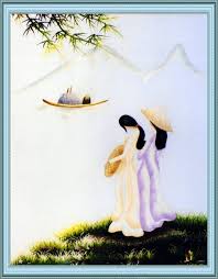 Image result for tranh vẽ thiếu nữ áo dài
