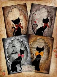 Cat Silhouettes Digital Collage Sheet Printable Instant Etsy Digital Collage Sheets Digital Collage Collage Sheet