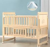 Contemporary Natural Toddler Bed Solid Wood Baby Bed with ...