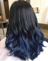 Compared to the black blue ombre, this hairdo provides a less obvious transition from black to navy blue color. Pin On Peinados