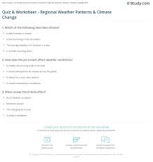 Air masses arctic polar tropical 1. Quiz Worksheet Regional Weather Patterns Climate Change Study Com