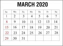 Blank March Calendar 2020 Printable Template Calendar Template 2020 Calendar Template Calendar Printables