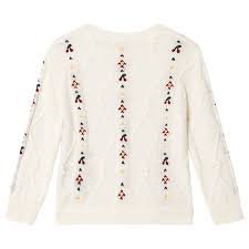 #knitting #cable knitting #knitters #cable stitch #owls. Bonpoint Cream Argyle Cable Knit Cherry Embroidery Jumper Alexandalexa