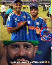 Caption Suriya kumar Yadav & player of the match Ishan Kishan 77(40) row winning smile face 👀 Pakistani fains cry corner 😄 after aaga ji 15 wla match chaye #IndvsPak2026 #IshanKishan #T20WorldCup #explore