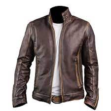 Men S Biker Cafe Racer Vintage Motorcycle Distressed Brown Leather Jacket In 2021 Distressed Leather Jacket Stylish Leather Jacket Leather Jacket