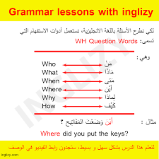 Inglizy انجليزي رابط الشرح لتعلم الدرس Https Inglizy Com طرح الأسئلة باللغة الانجليزية بسهولة تعلم أدوات الاستفهام في اللغة الانجليزية لدينا W H Question Words Who What When Where Why How قاعدة هذه الأدوات هي
