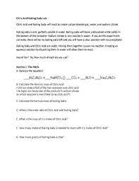 Stoichiometry Moles Conversions Citric Acid And Baking Soda Lab