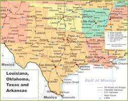 Detailed highways and road map of texas state with cities and towns. Map Of Louisiana Oklahoma Texas And Arkansas